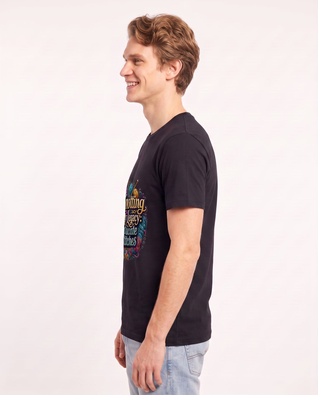 Knotting My Legacy: Intricate Stitches Men's Black T-Shirt product image 3