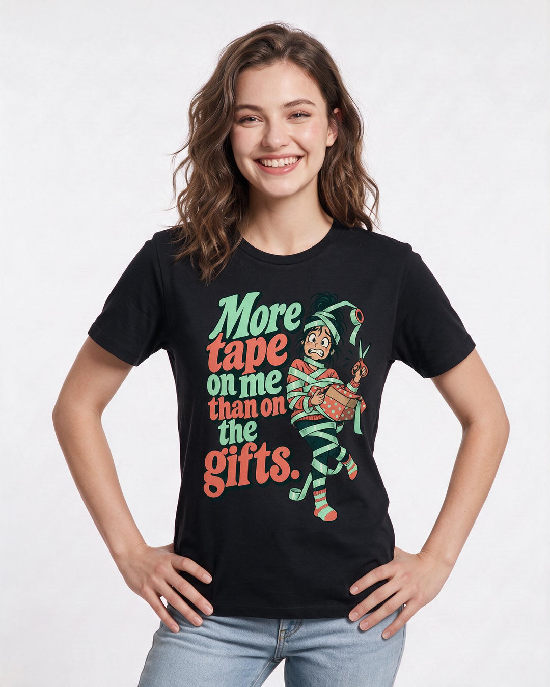 Christmas Black T-Shirt for Women – Holiday Theme Graphic Tee product image 1