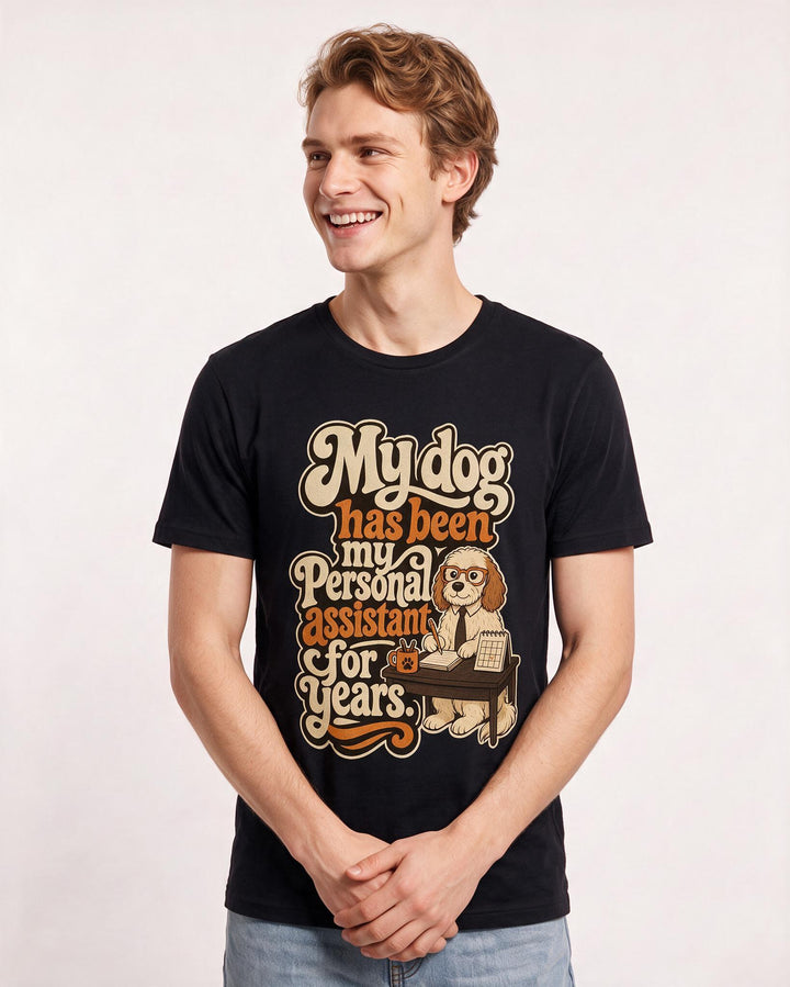 Cat Lover Men's Black T-Shirt – My dog has been my personal assistant for years product image 3