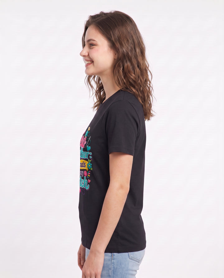 Sew Together: Friends in Every Stitch Women's Black T-Shirt product image 3