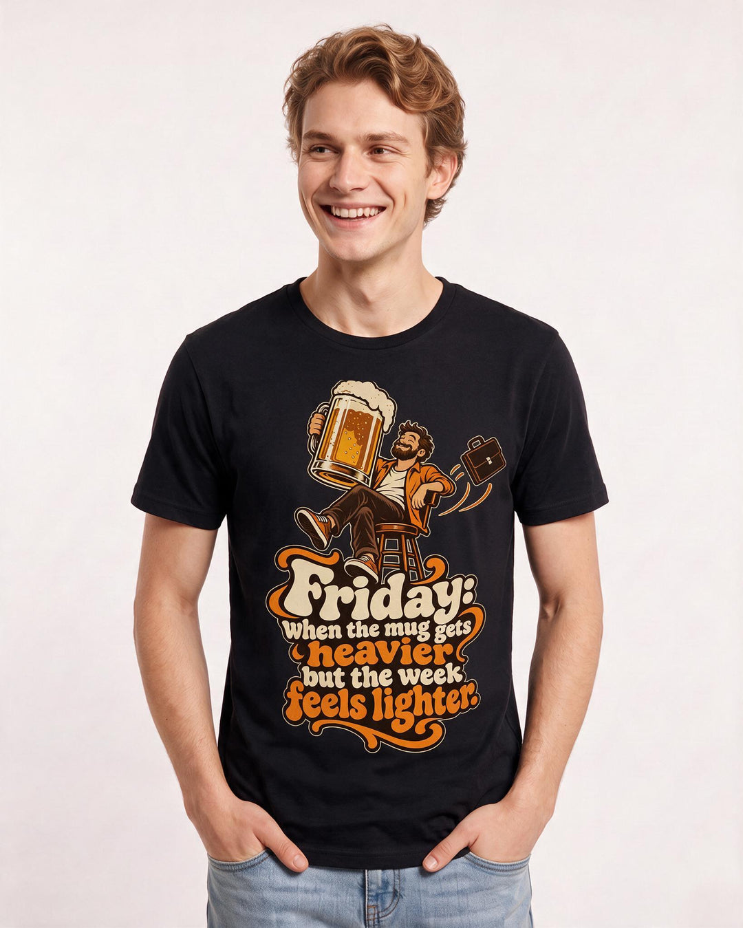 Beer Black T-Shirt for Men – Everyday Expression Graphic Tee product image 1