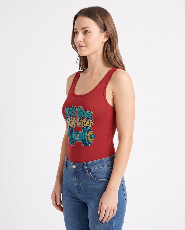 Lift Now, Nap Later Sleeveless Tank Bodysuit mockup 2