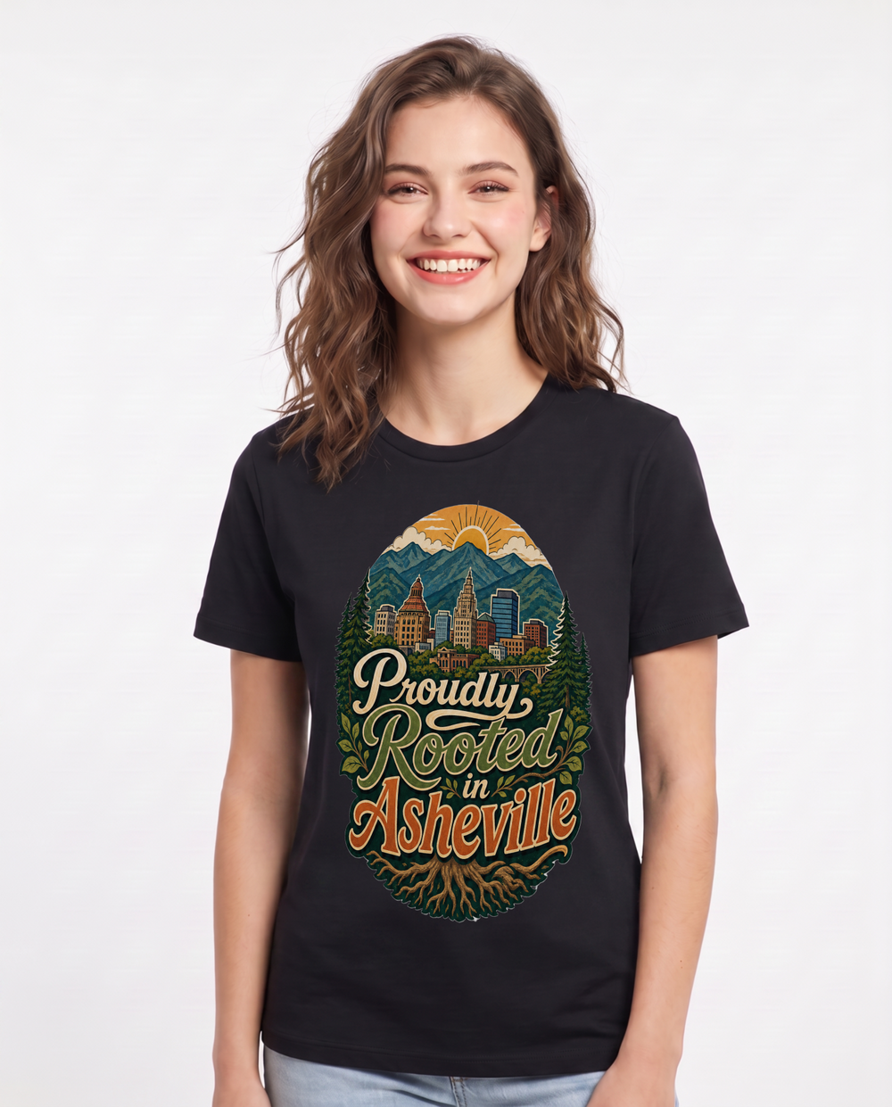 Proudly Rooted in Asheville Women's Black T-Shirt product image 2