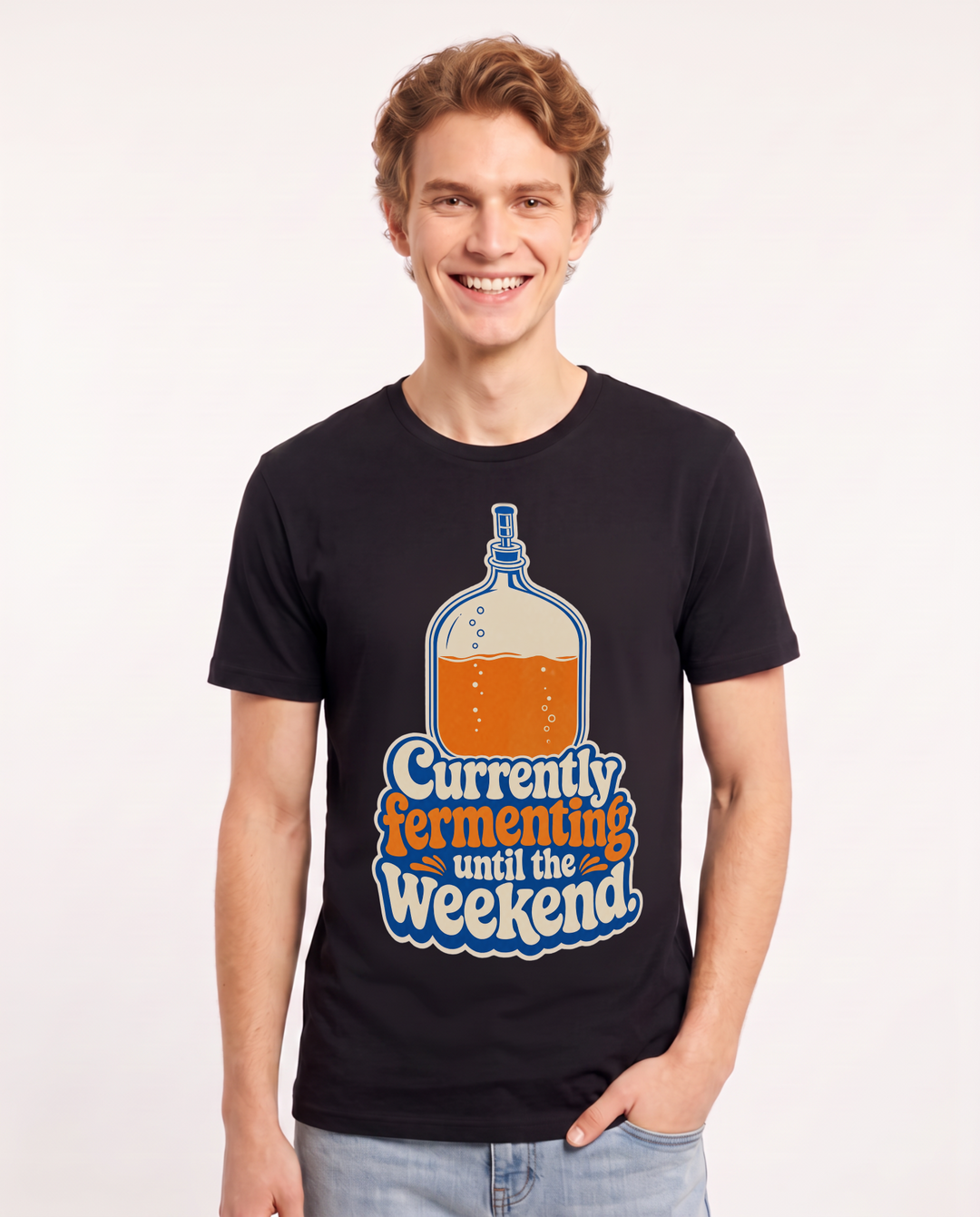 Beer Men's Black T-Shirt – Currently fermenting until the weekend. product image 1