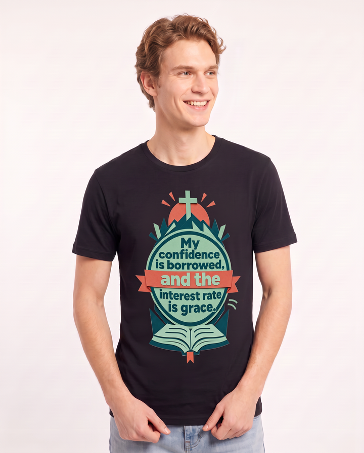 Graphic Men's Black T-Shirt - My confidence is borrowed, and the product image 3