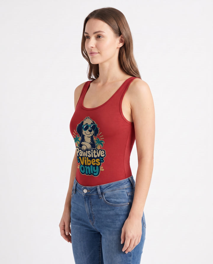 Pawsitive Vibes Only Sleeveless Tank Bodysuit mockup 2
