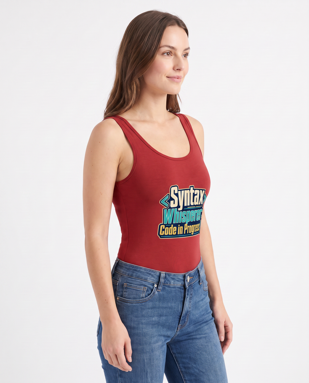 Syntax Whisperer: Code In Progress Sleeveless Tank Bodysuit mockup 2