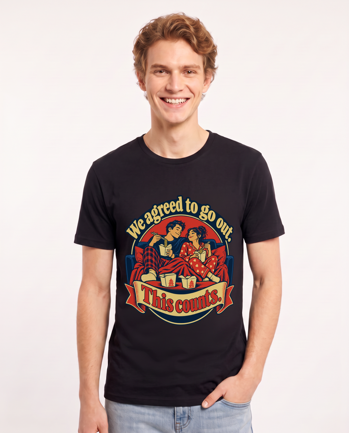 Couples Black T-Shirt for Men – Everyday Expression Graphic Tee product image 3