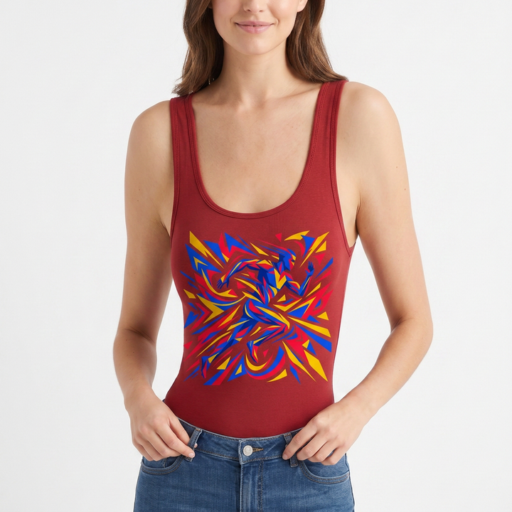 Round Neck Sleeveless Round-Neck Tank Bodysuit mockup 1