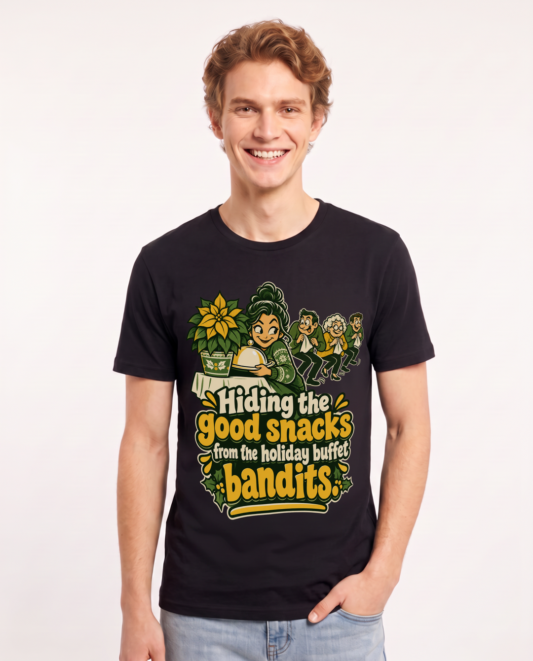 Christmas Black T-Shirt for Men – Holiday Theme Graphic Tee product image 3