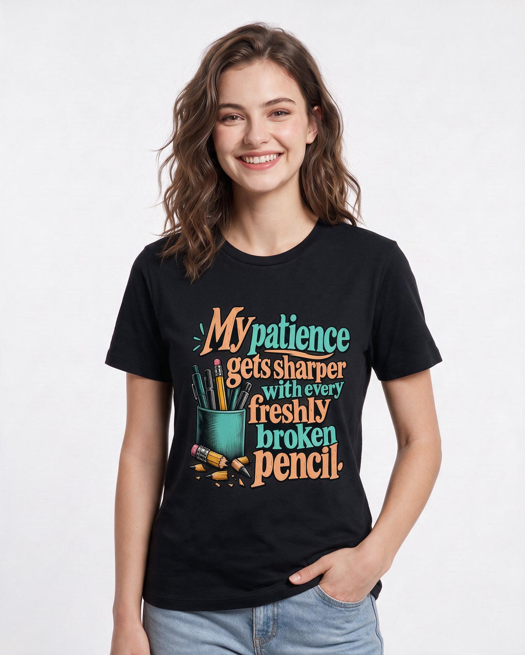 Teacher Black T-Shirt for Women – Everyday Expression Graphic Tee product image 1