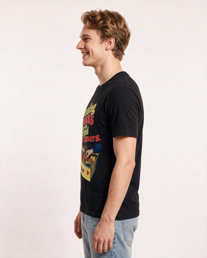 Couples Black T-Shirt for Men – Everyday Expression Graphic Tee product image 2