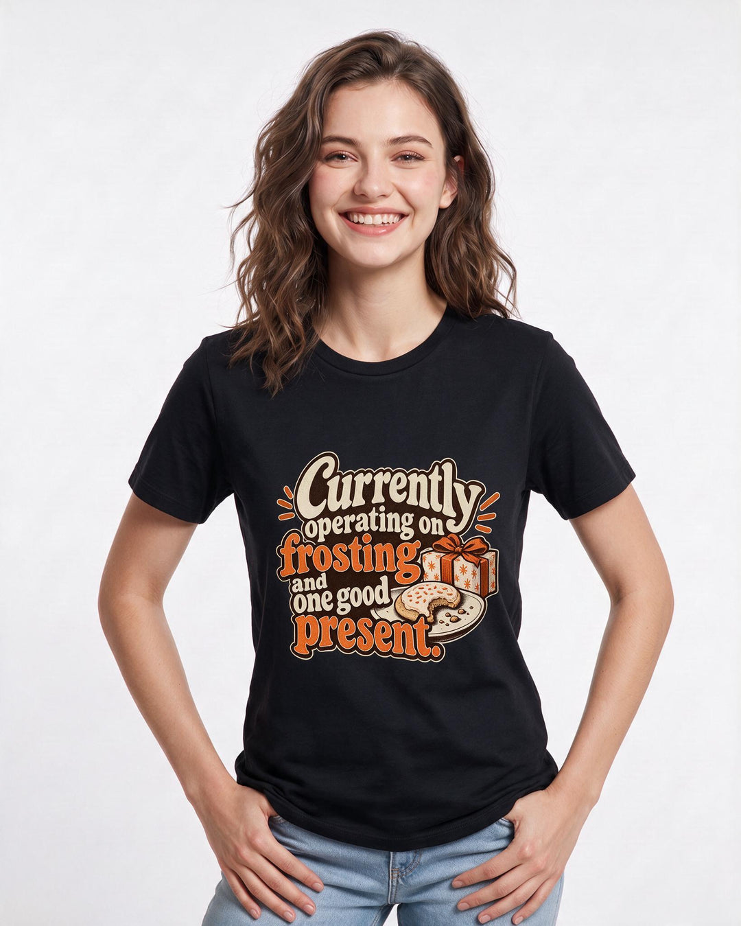 Christmas Black T-Shirt for Women – Holiday Theme Graphic Tee product image 1