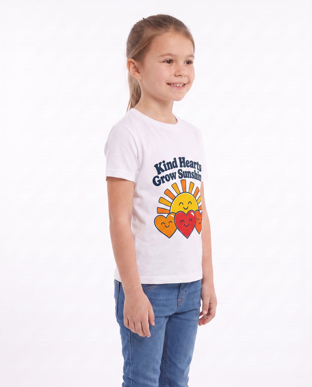 Kind Hearts Grow Sunshine White T-Shirt mockup 2