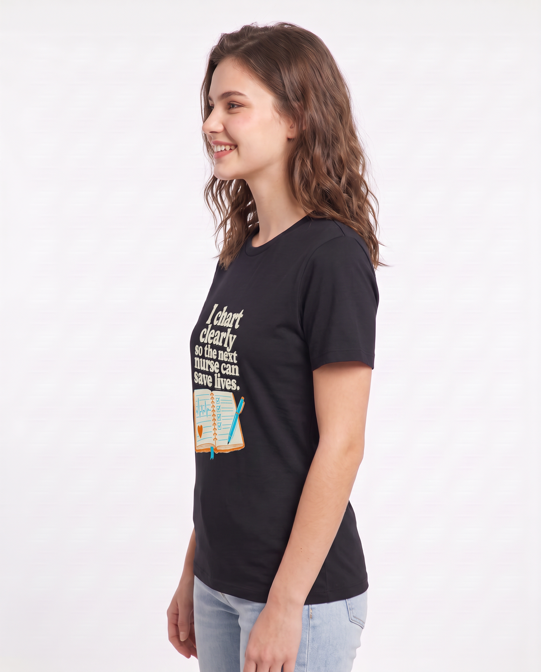 I chart clearly so the next nurse can save lives. Women's Black T-Shirt product image 3