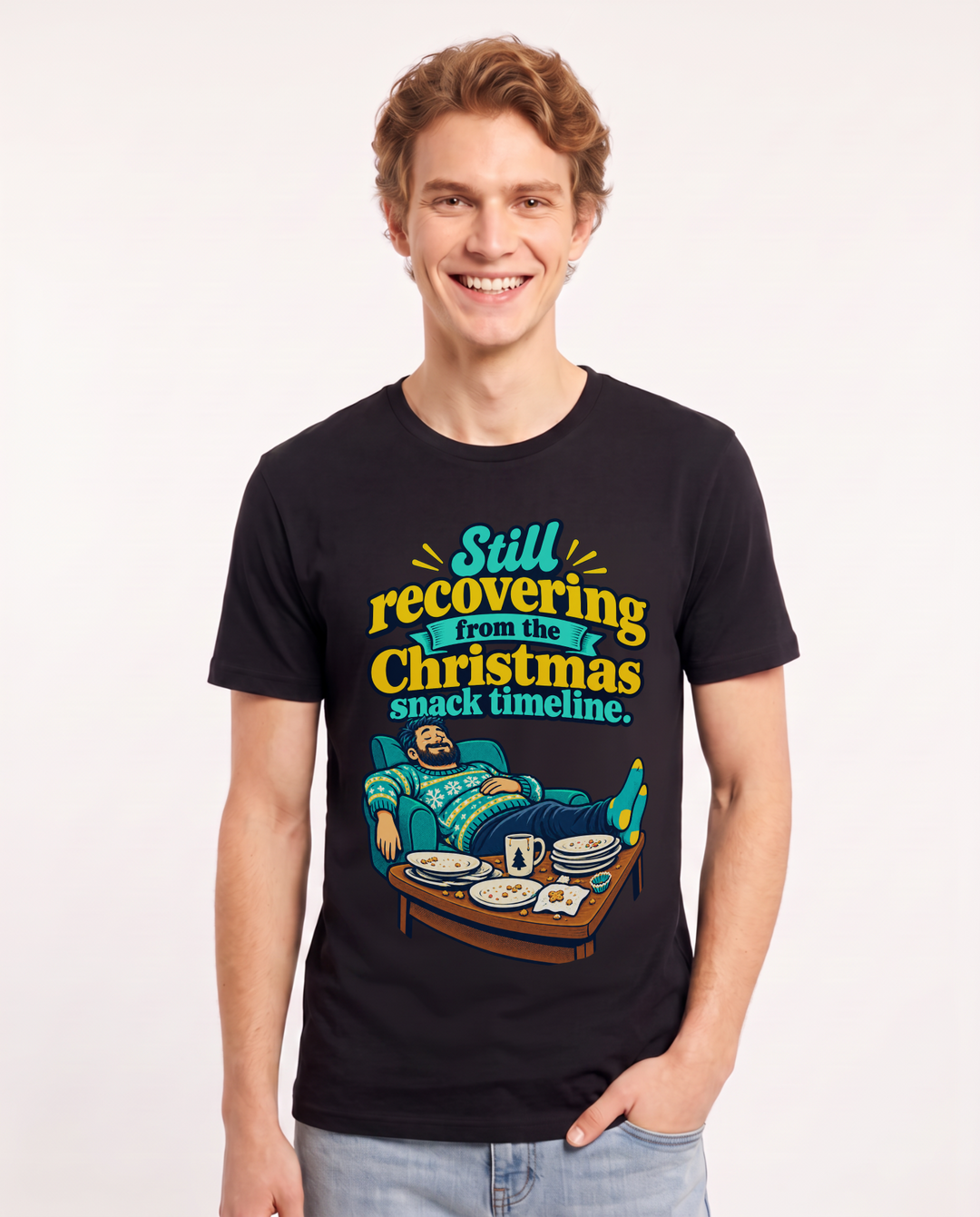 Christmas Black T-Shirt for Men – Holiday Theme Graphic Tee product image 3