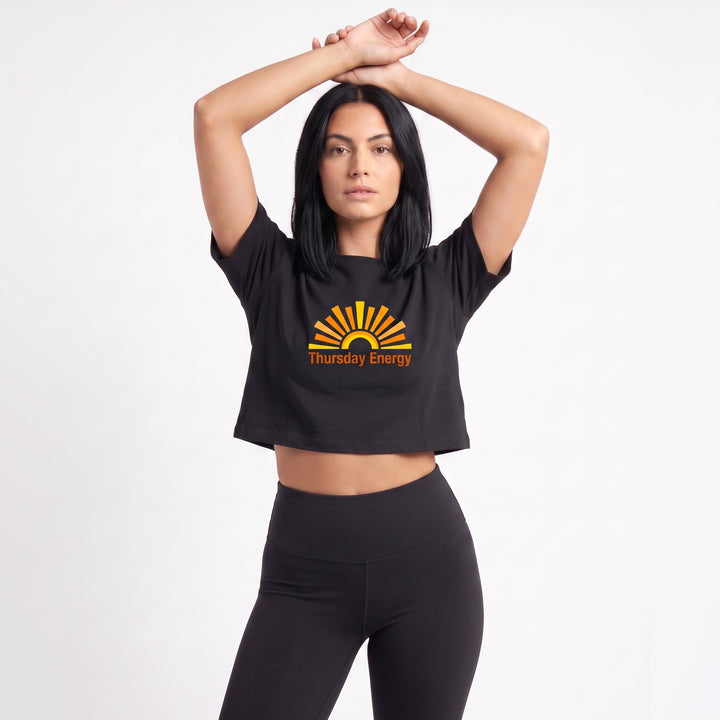 Abstract Sunrise With Dynamic Typography Crop Top product photo 2
