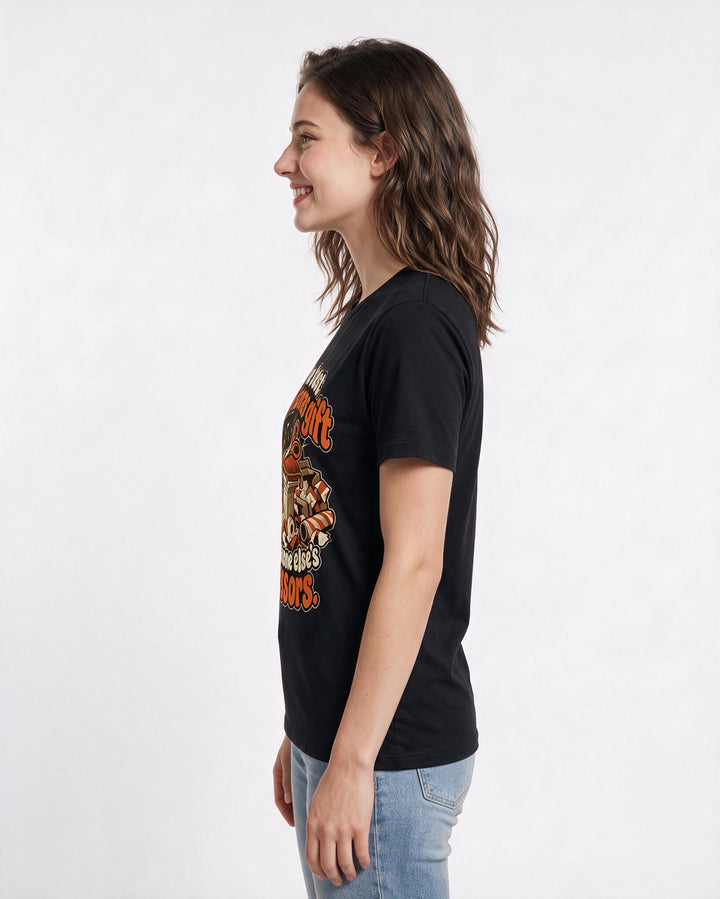 Christmas Black T-Shirt for Women – Holiday Theme Graphic Tee product image 2