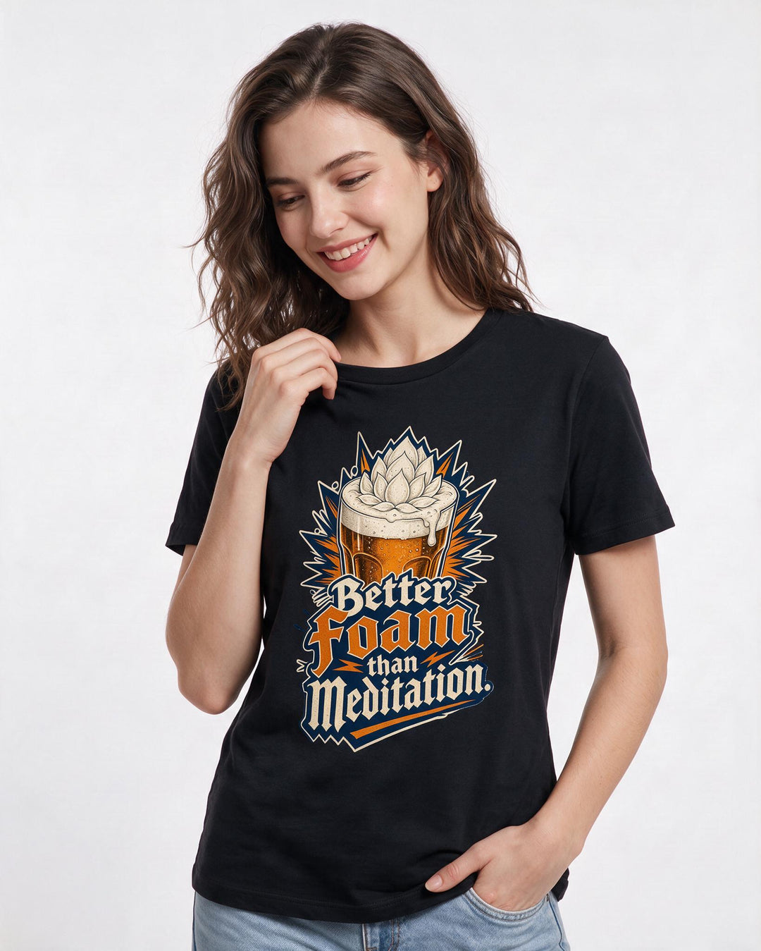 Beer Black T-Shirt for Women – Everyday Expression Graphic Tee product image 1
