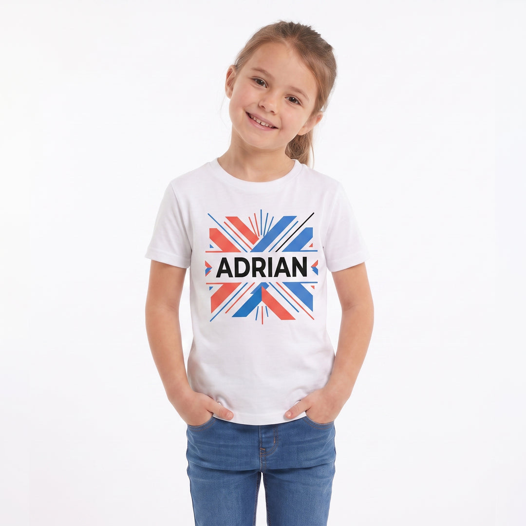 Bold Uppercase Name With Abstract Geometry White T-Shirt product photo 3