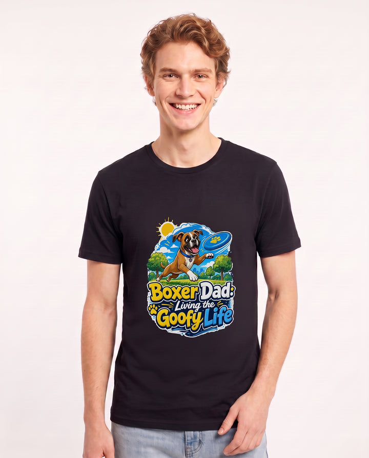 Boxer Dad: Living the Goofy Life Men's Black T-Shirt product image 1