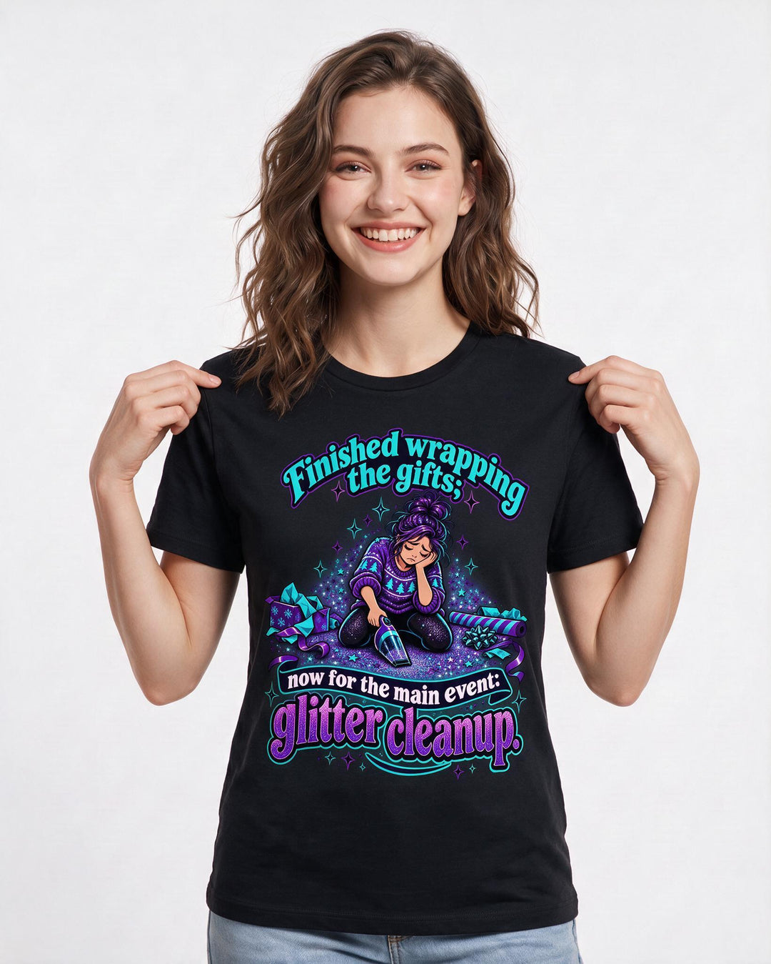 Christmas Black T-Shirt for Women – Holiday Theme Graphic Tee product image 1