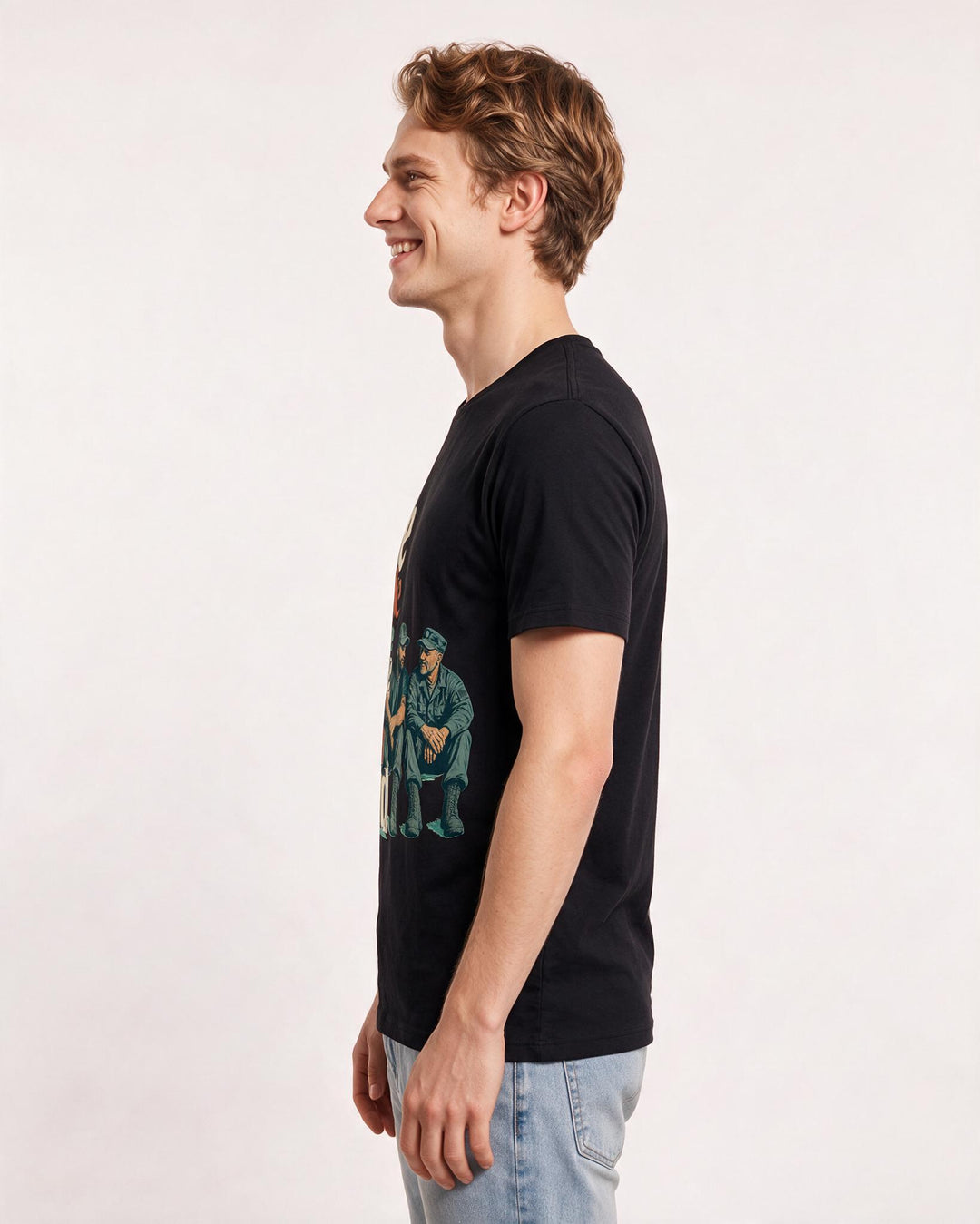 Veteran Men's Black T-Shirt – We spoke the same language before we said a word. product image 2