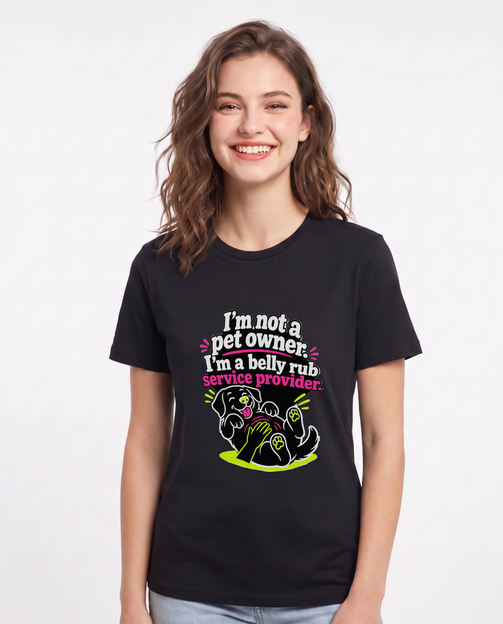 I'm not a pet owner. I'm a belly rub service provider. Women's Black T-Shirt product image 2