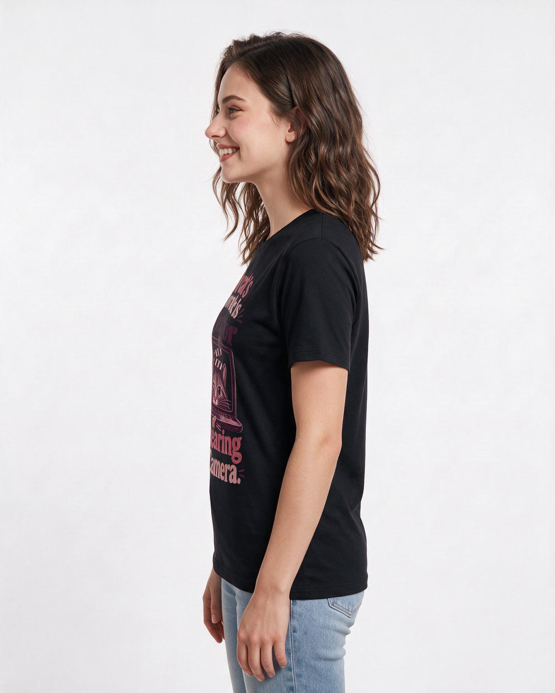 Cat Lover Women's Black T-Shirt – My cat's new role is Director of product image 2