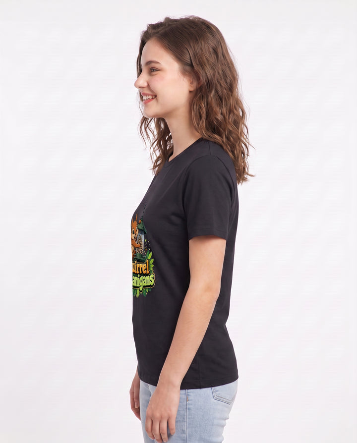 Squirrel Shenanigans Women's Black T-Shirt product image 3