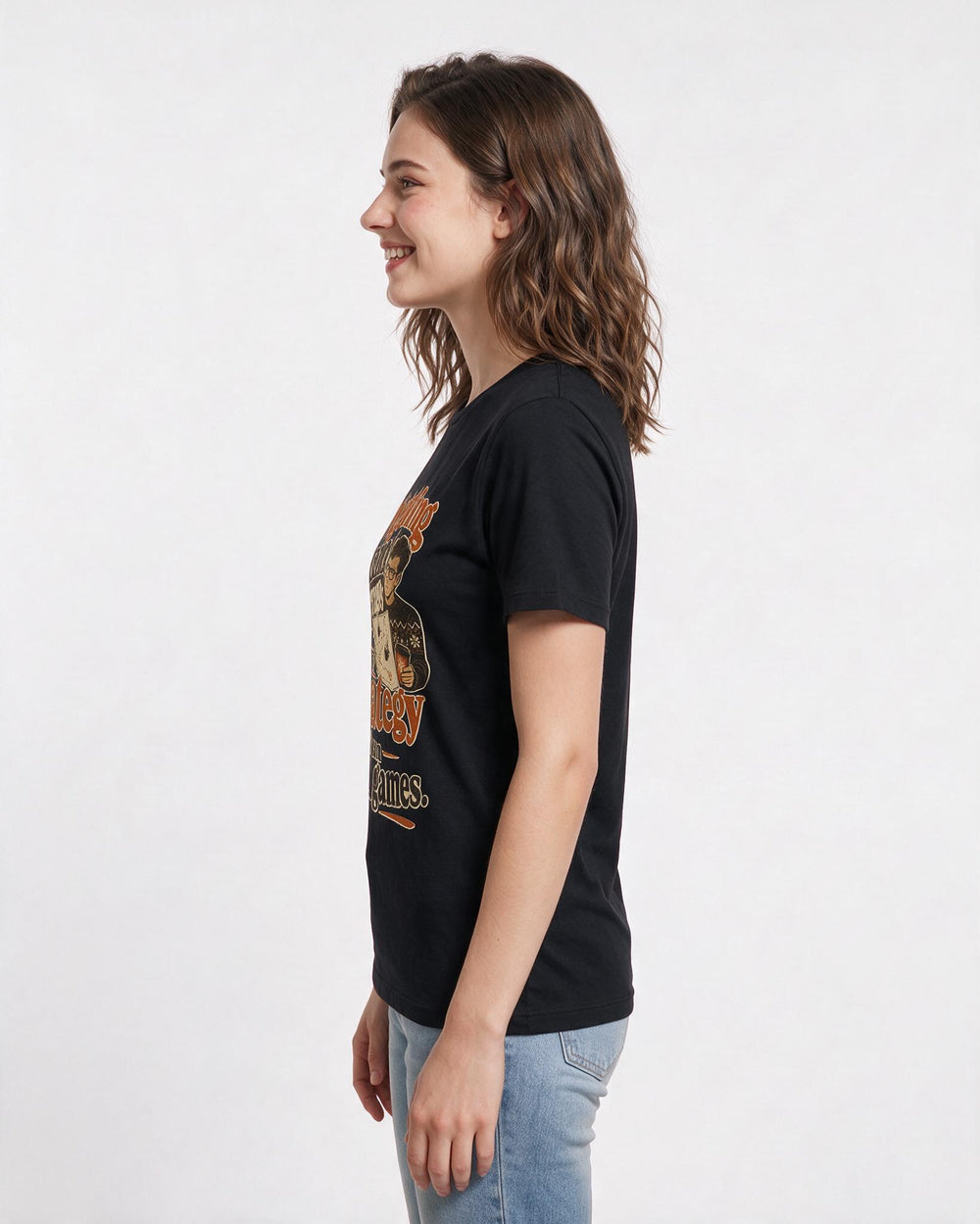 Christmas Black T-Shirt for Women – Holiday Theme Graphic Tee product image 2