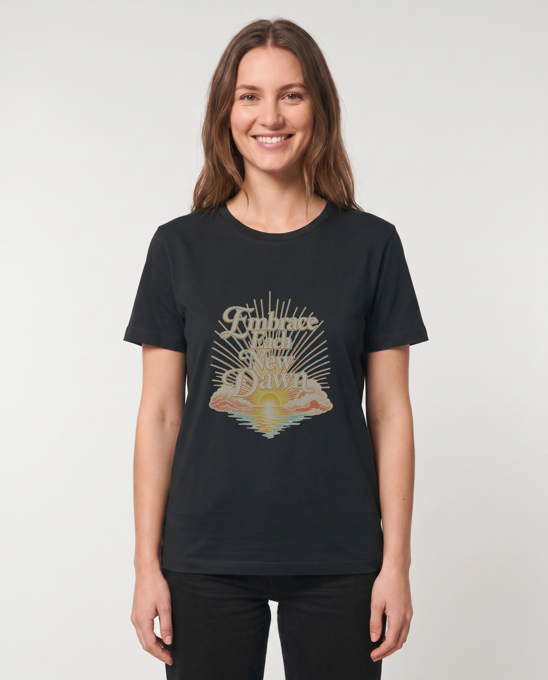 Embrace Each New Dawn Black T-Shirt mockup 1