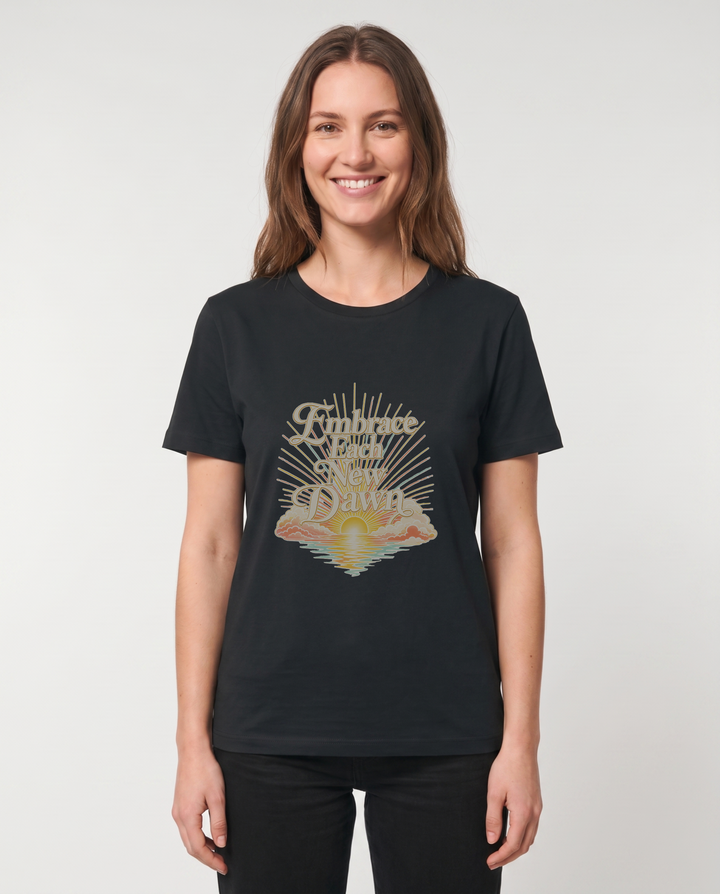 Embrace Each New Dawn Black T-Shirt mockup 1