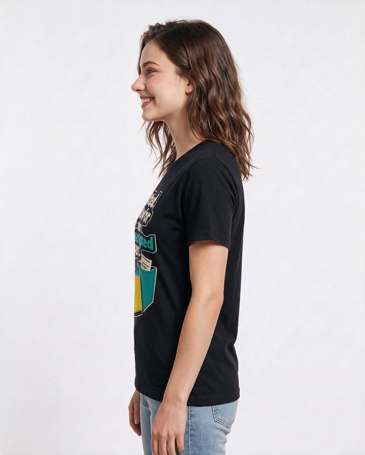 Political Statement Women's Black T-Shirt – Voted. Now for the unscripted part. product image 2