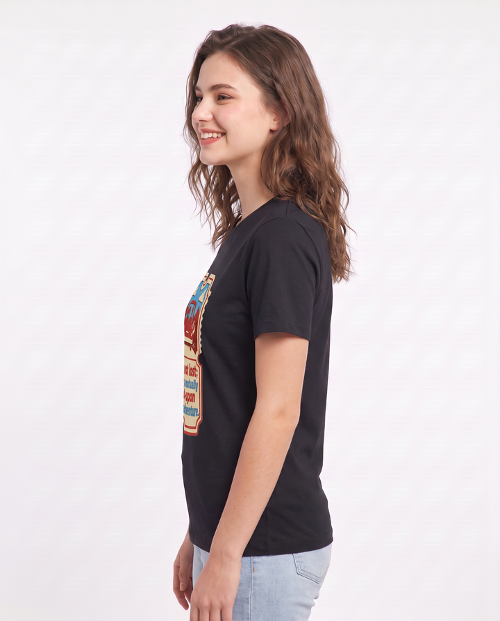 Couples Women's Black T-Shirt - We're not lost; we're on a mutually product image 2