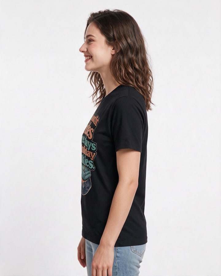 Christmas Black T-Shirt for Women – Holiday Theme Graphic Tee product image 2