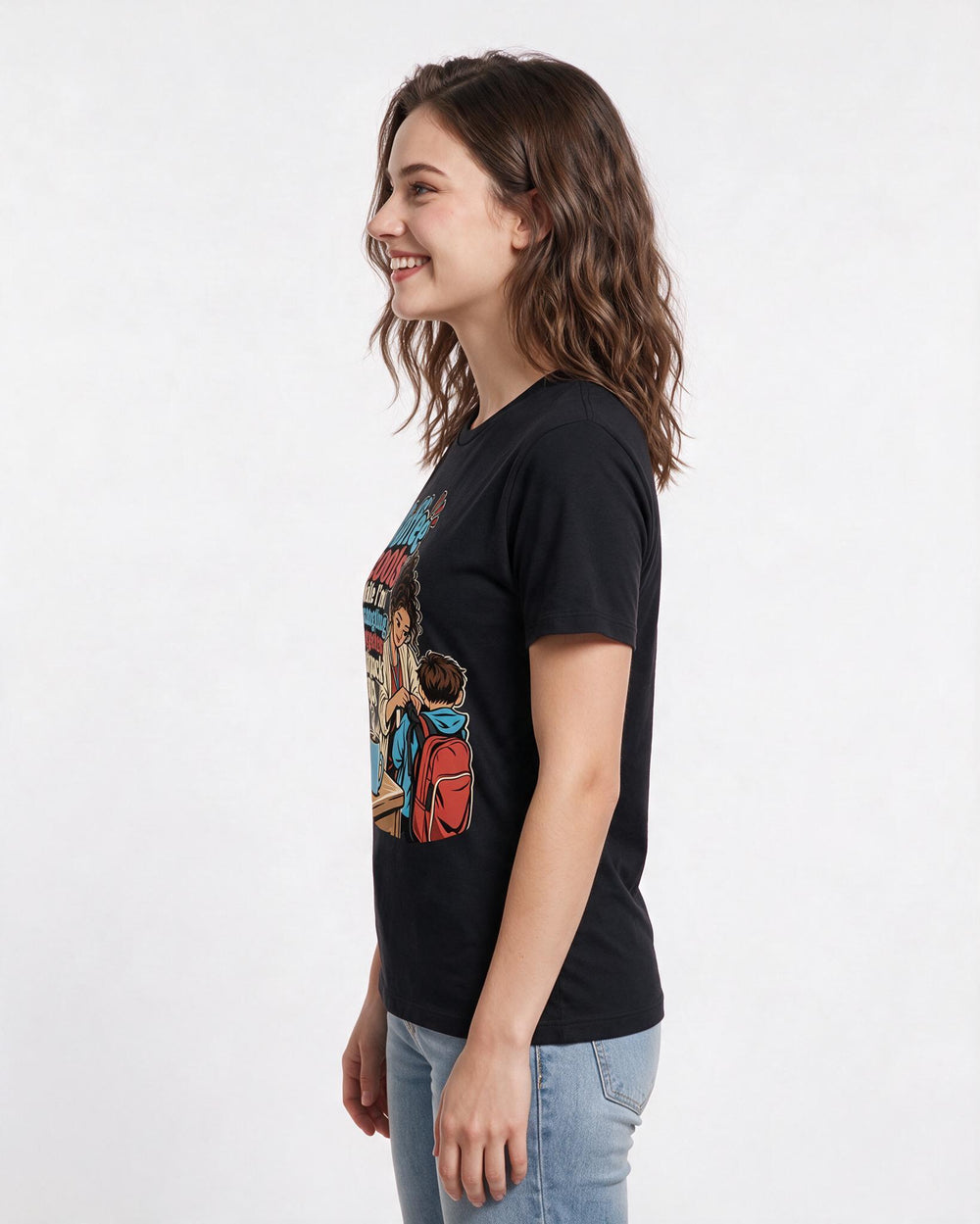 Teacher Black T-Shirt for Women – Everyday Expression Graphic Tee product image 2