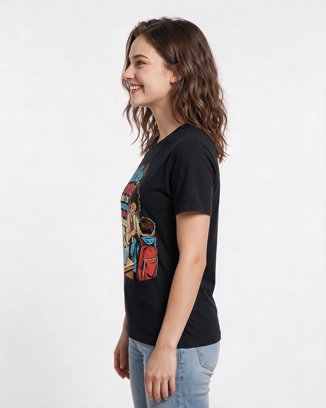 Teacher Black T-Shirt for Women – Everyday Expression Graphic Tee product image 2