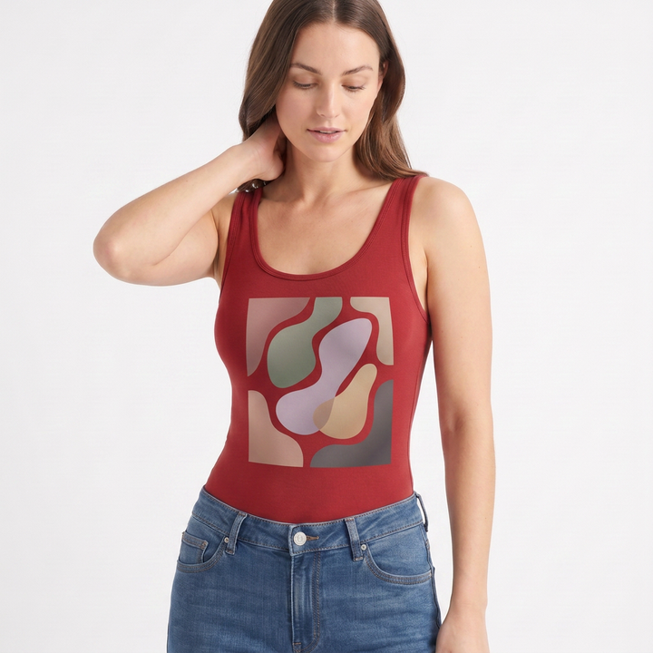 Casual Comfort Sleeveless Tank Bodysuit mockup 3