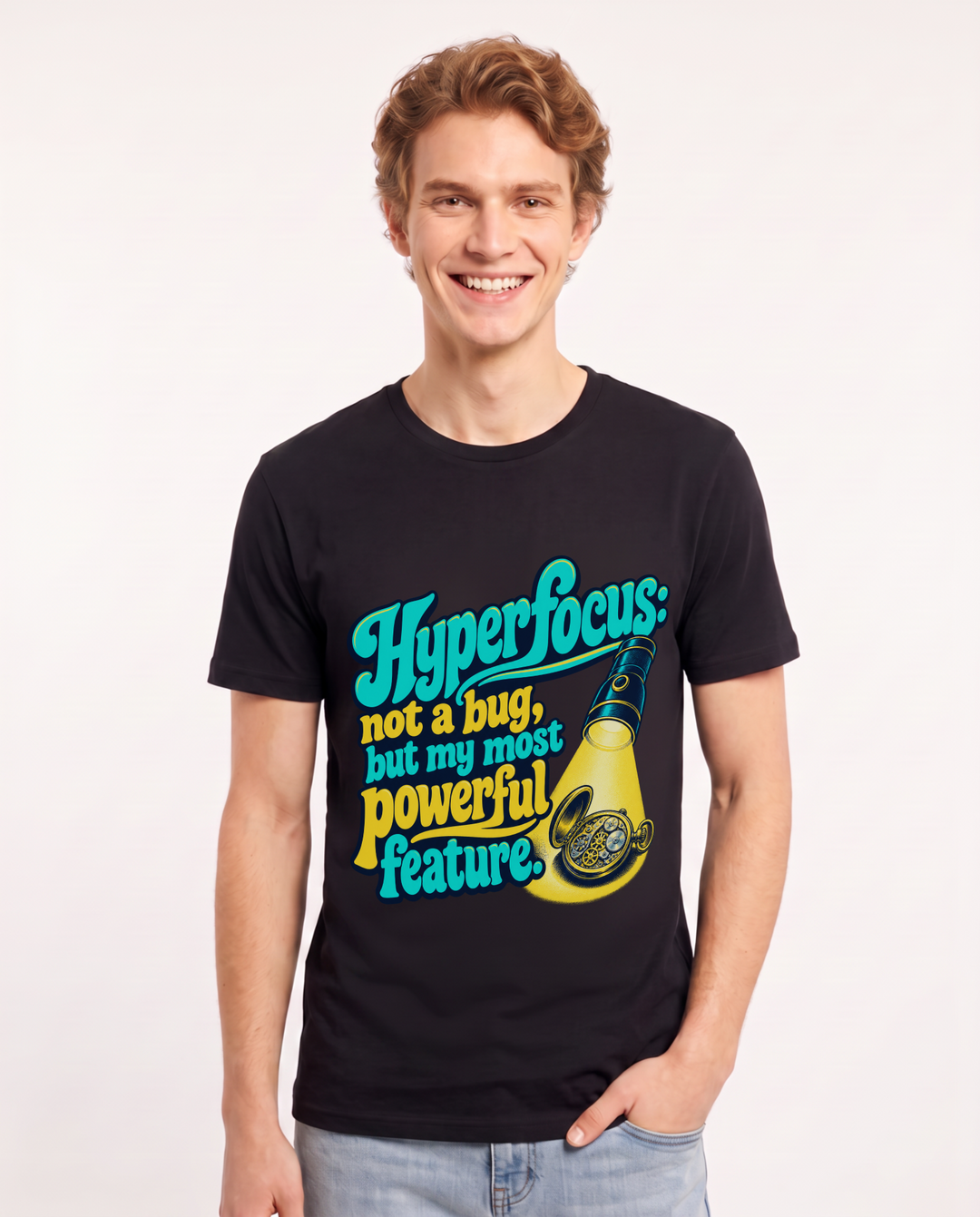 Neurodiversity Black T-Shirt for Men – Everyday Expression Graphic Tee product image 3