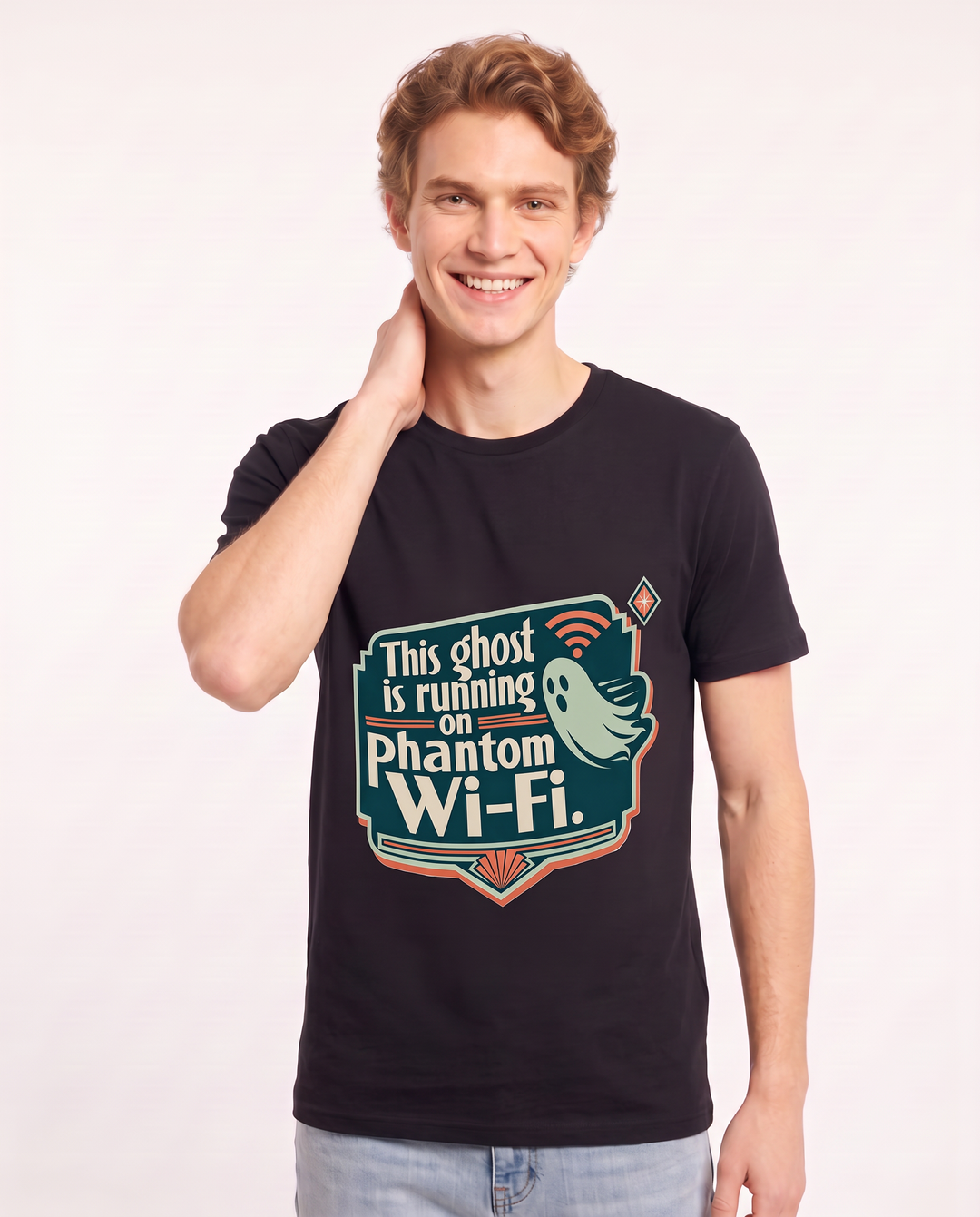 Halloween Men's Black T-Shirt - This ghost is running on phantom product image 3