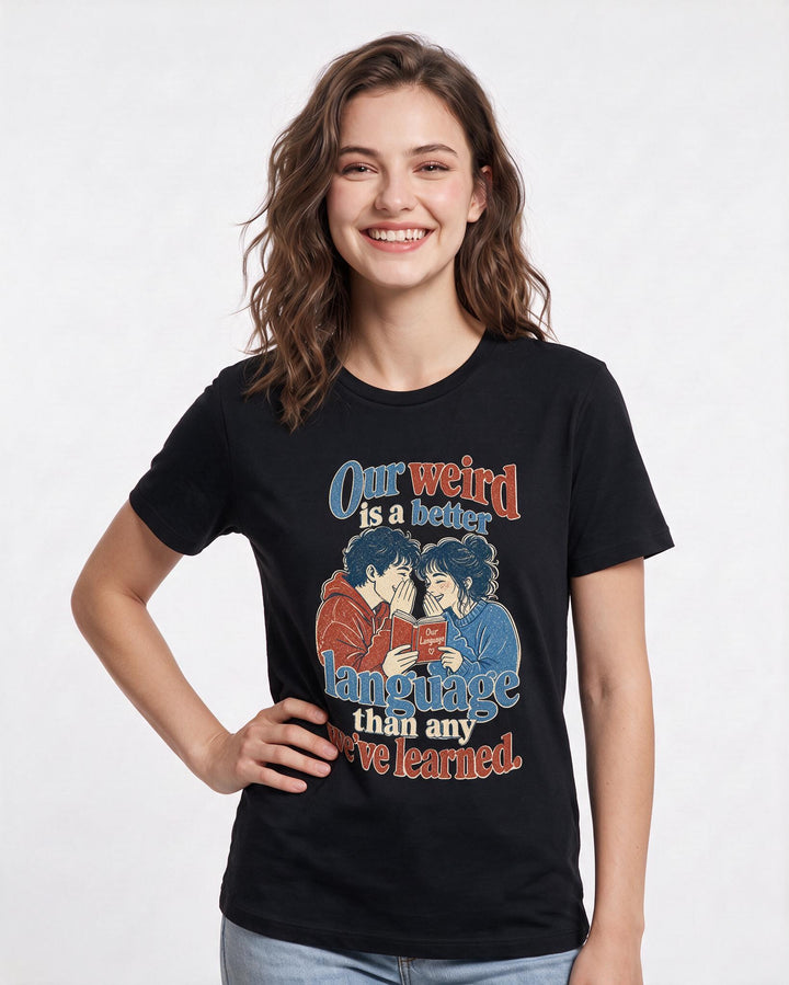 Couples Black T-Shirt for Women – Everyday Expression Graphic Tee product image 1