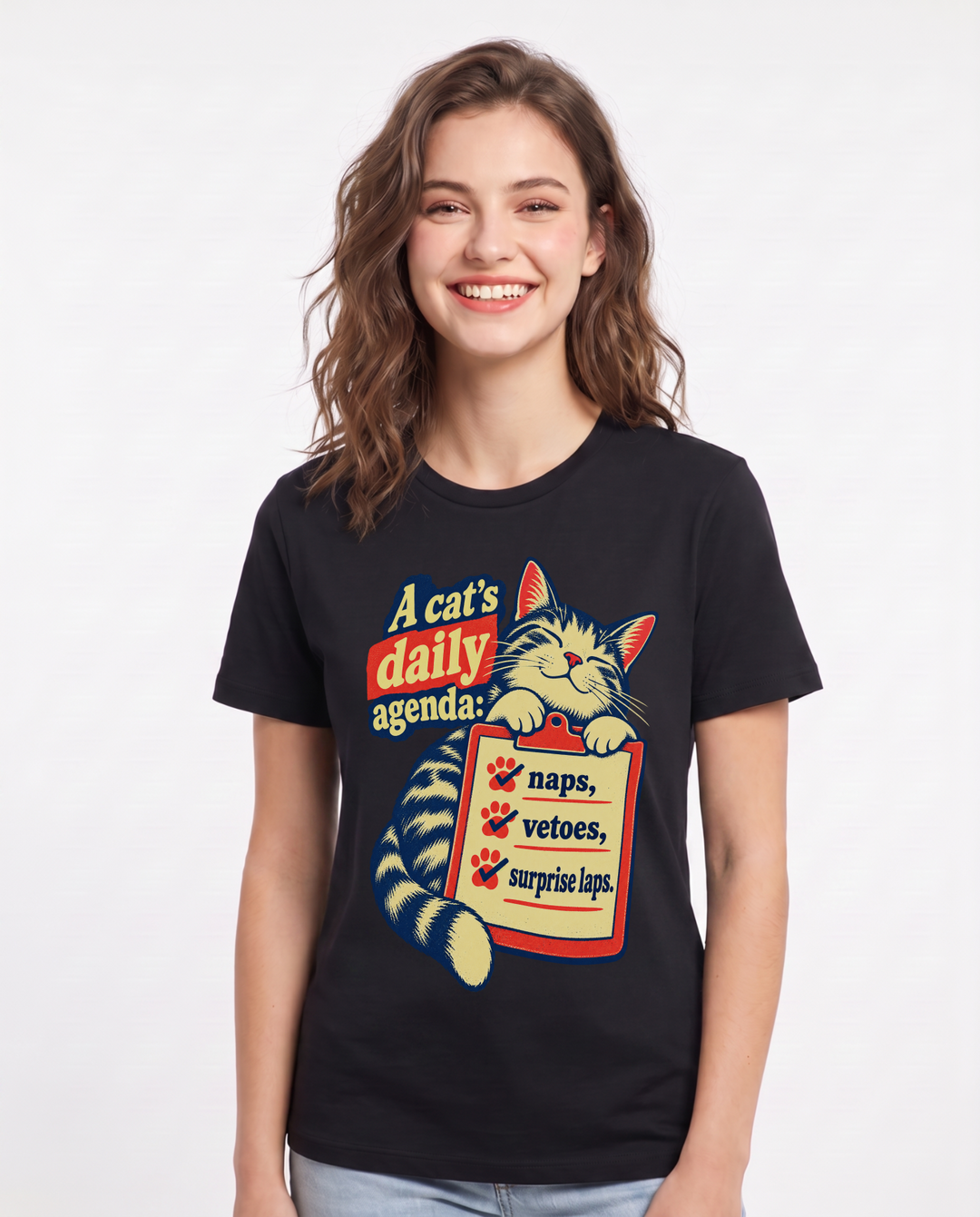Cat Lover Black T-Shirt for Women – Everyday Expression Graphic Tee product image 3