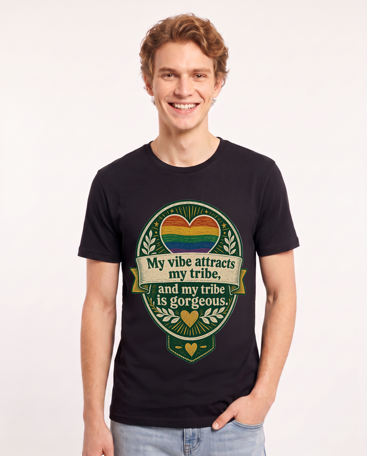 Graphic Men's Black T-Shirt - My vibe attracts my tribe, and my tribe product image 1