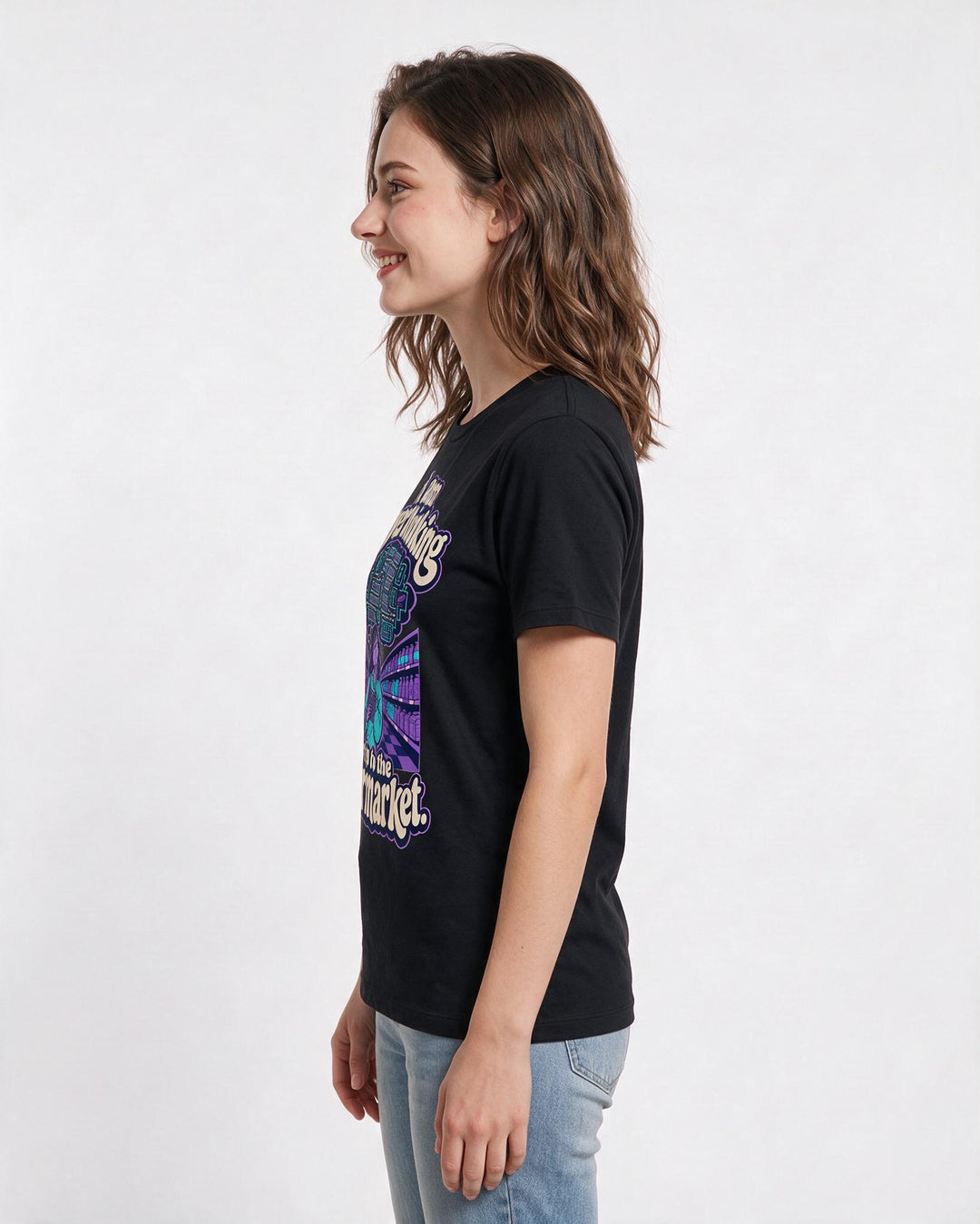Funny Meme Women's Black T-Shirt – I am overthinking a trip to the product image 2
