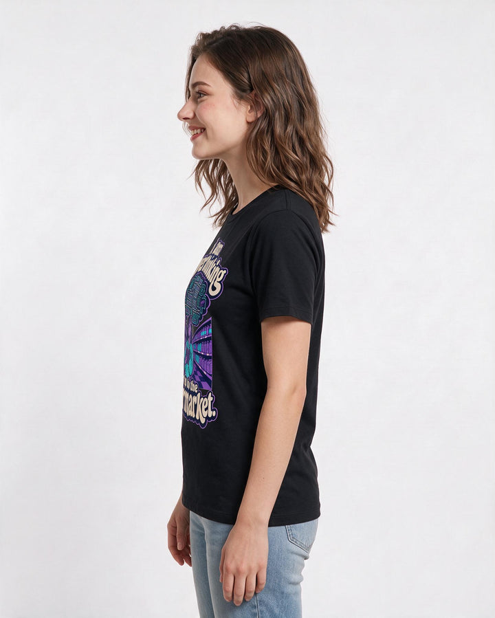 Funny Meme Women's Black T-Shirt – I am overthinking a trip to the product image 2