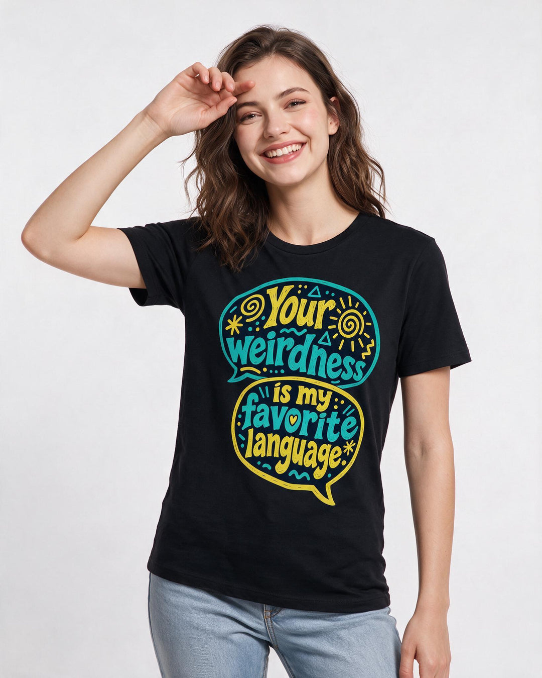 Couples Black T-Shirt for Women – Everyday Expression Graphic Tee product image 1
