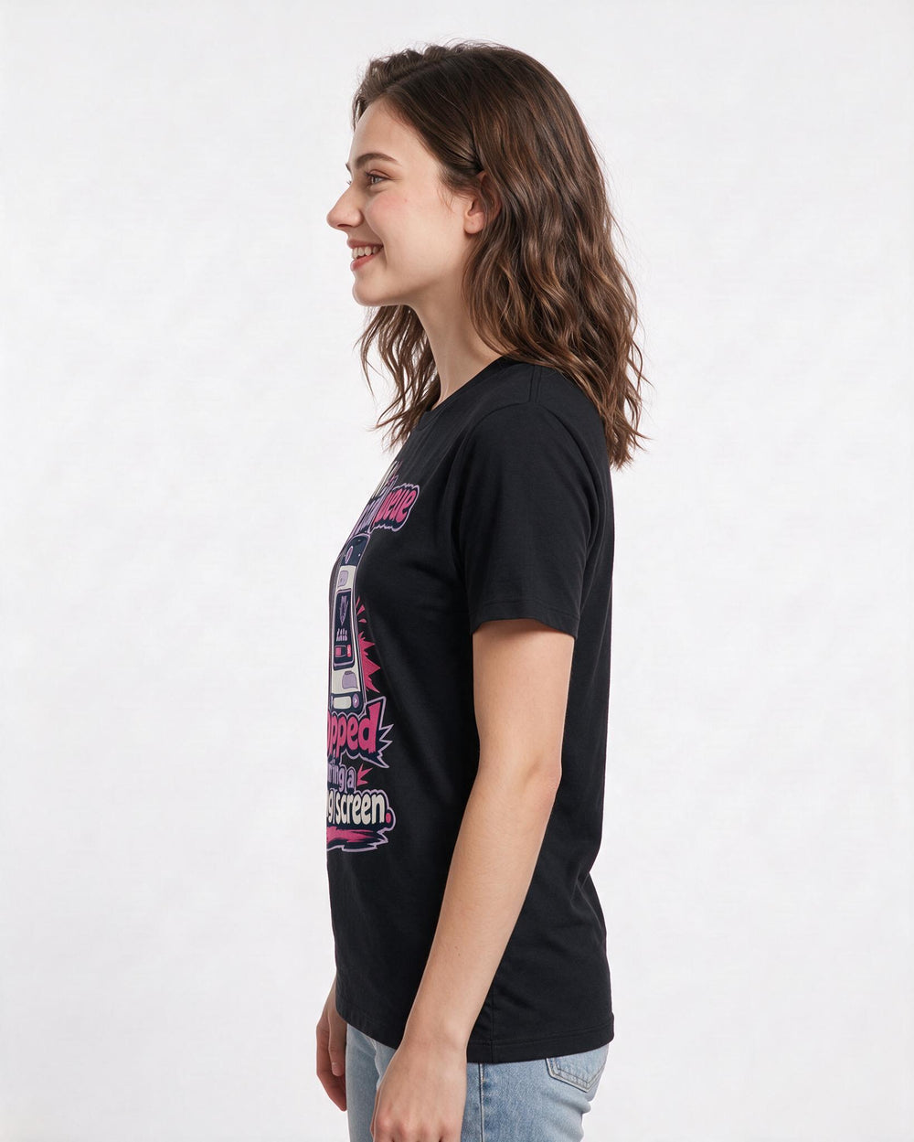 Funny Gaming Women's Black T-Shirt – My social queue popped during a loading screen. product image 2