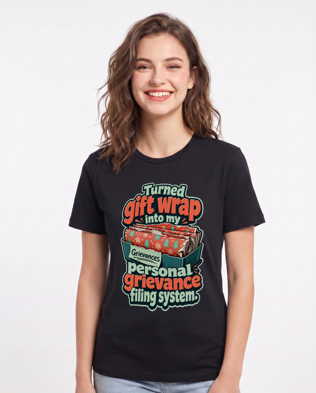 Christmas Black T-Shirt for Women – Holiday Theme Graphic Tee product image 3