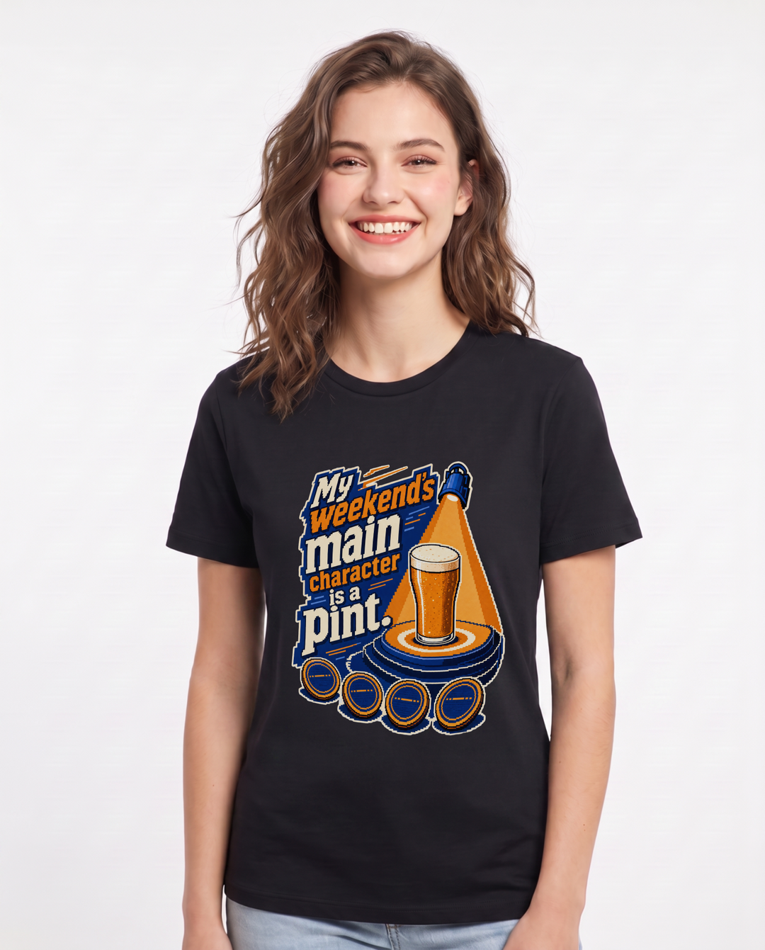 Beer Women's Black T-Shirt – My weekend’s main character is a pint. product image 1